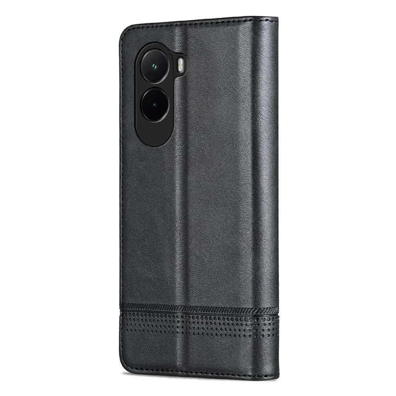 AZNS For Xiaomi Poco M7 4G (EU) (171mm) Case Cowhide Texture PU Leather Wallet Phone Cover - Black