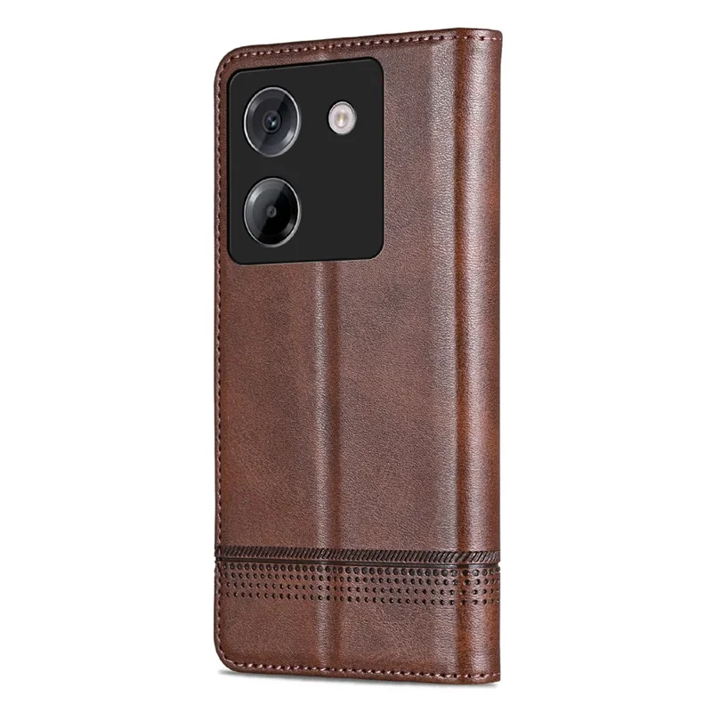 AZNS For Xiaomi Poco M7 Pro 5G Case Cowhide Texture PU Leather Wallet Phone Cover - Coffee