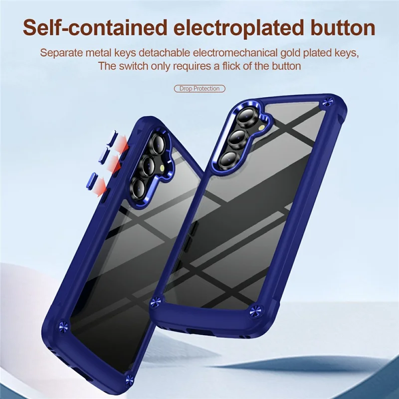 For Samsung Galaxy S25 FE Case Anti-Drop Alloy Lens Frame PC + TPU Phone Cover - Blue
