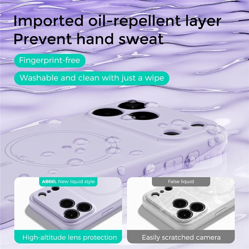 ABEEL For iPhone 17 Pro Max Case Compatible with MagSafe Skin Touch Liquid Silicone Phone Back Cover - Purple