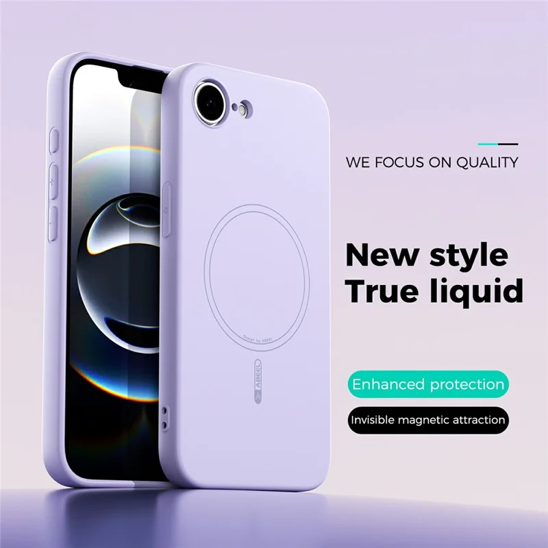 ABEEL For iPhone 16e Case Compatible with MagSafe Skin Touch Liquid Silicone Phone Back Cover - Purple