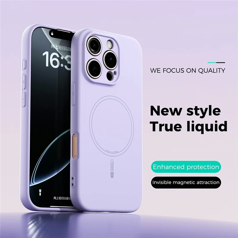 ABEEL For iPhone 16 Pro Case Compatible with MagSafe Skin Touch Liquid Silicone Phone Back Cover - Purple