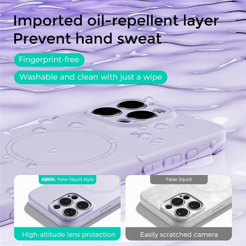 ABEEL For iPhone 16 Pro Max Case Compatible with MagSafe Skin Touch Liquid Silicone Phone Back Cover - Purple
