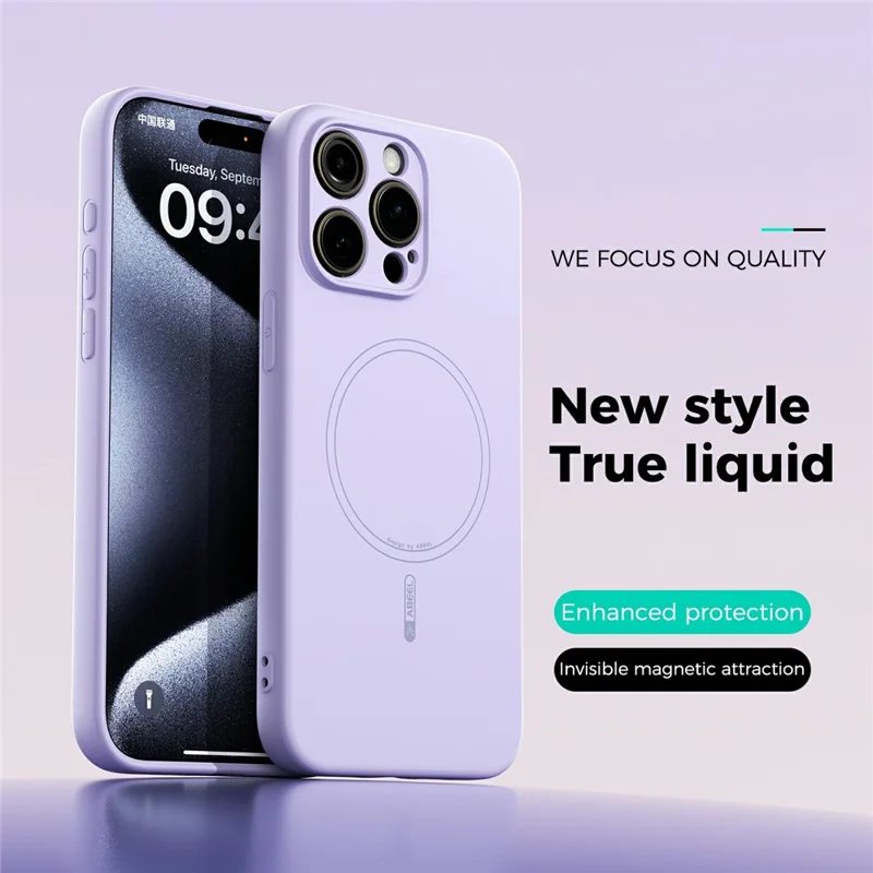 ABEEL For iPhone 14 Pro Max Case Compatible with MagSafe Skin Touch Liquid Silicone Phone Back Cover - Purple