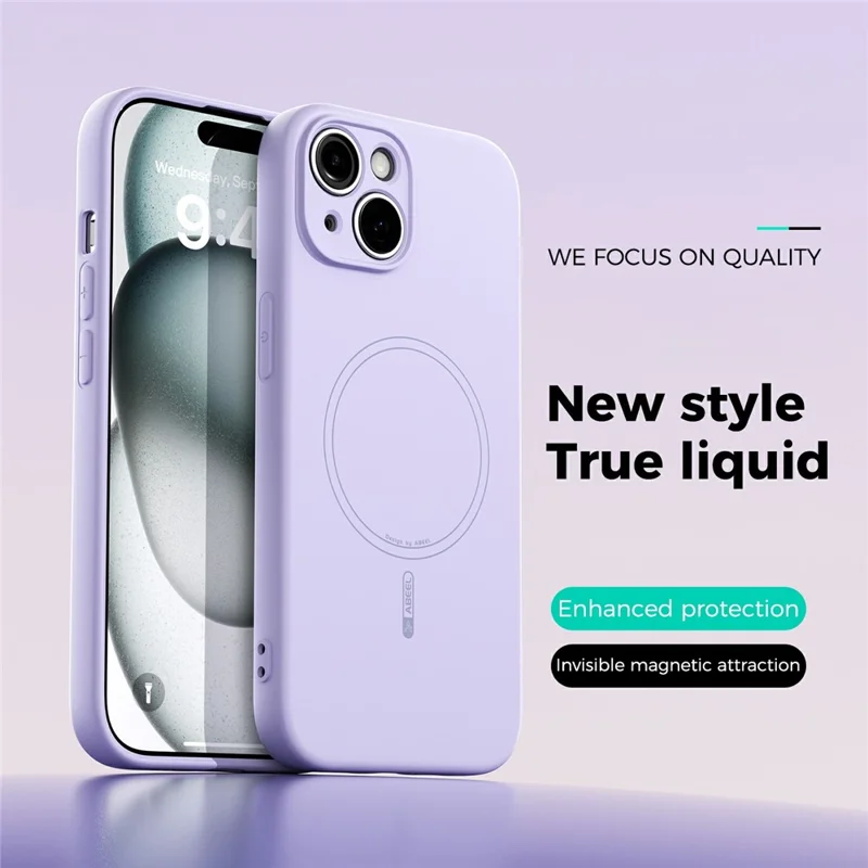 ABEEL For iPhone 13 Case Compatible with MagSafe Skin Touch Liquid Silicone Phone Back Cover - Purple