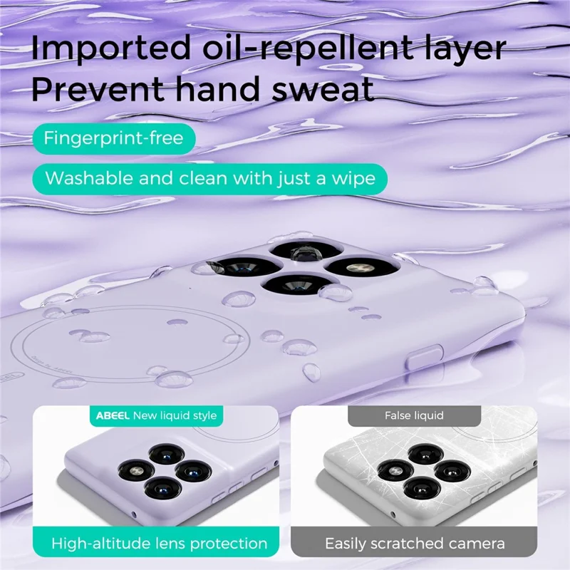 ABEEL For Motorola Edge 60 Pro 5G Magnetic Case Skin Touch Liquid Silicone Phone Back Cover - Purple