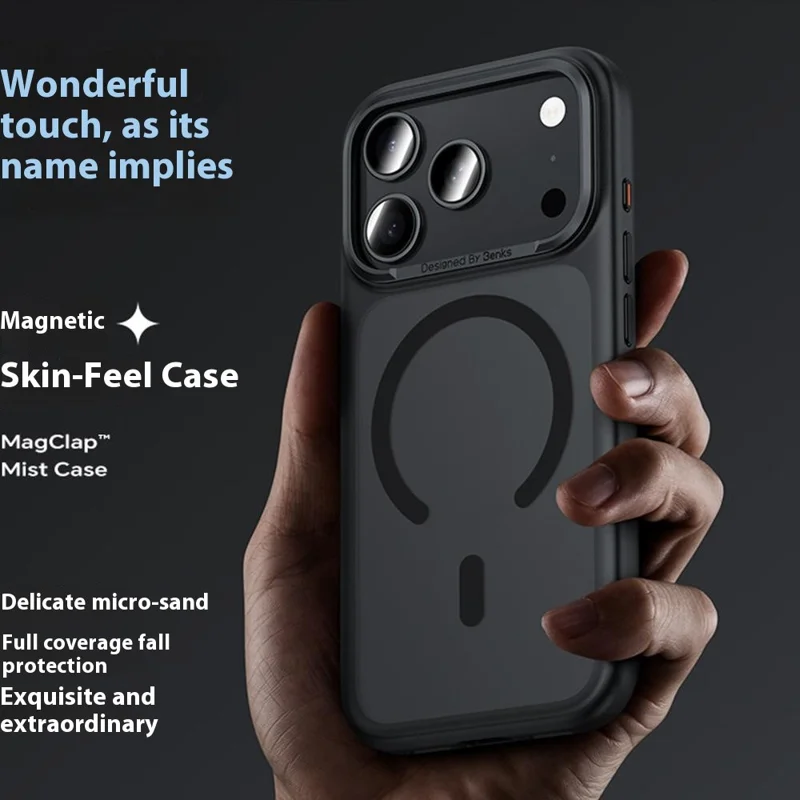 BENKS For iPhone 17 Pro Magnetic Case Skin Feel TPU + PC Phone Cover Compatible with MagSafe - Black
