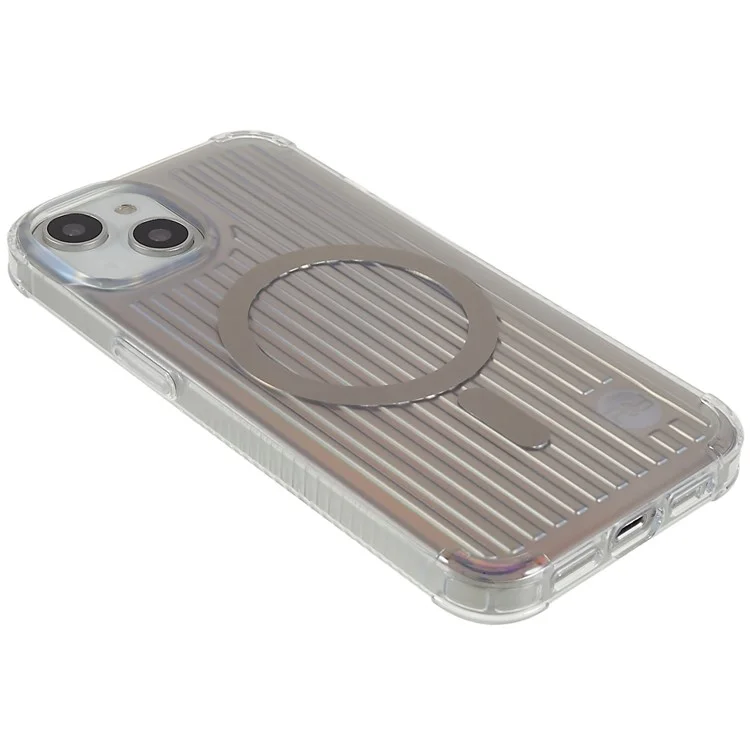 PQY Go Out Series Magnetic Phone Case for iPhone 14 Plus Compatible with MagSafe, Hybrid PC+TPU+PET Shockproof Protective Back Cover - Laser Color
