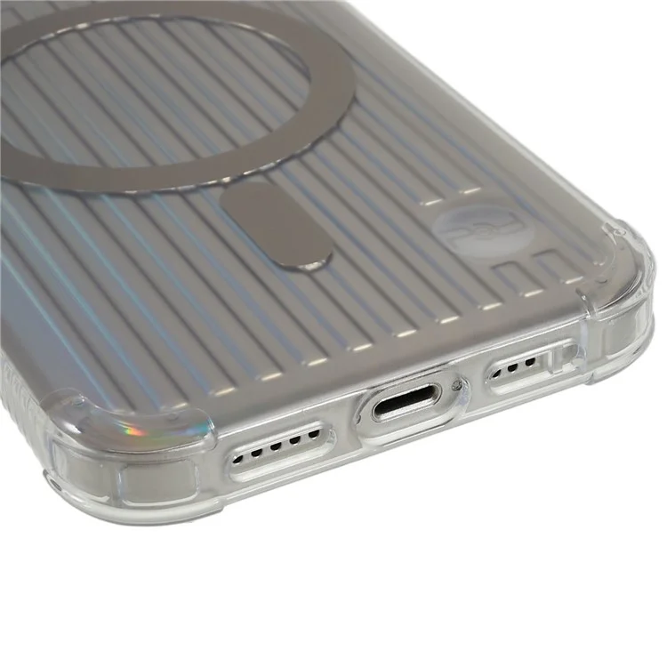 PQY Go Out Series Magnetic Phone Case for iPhone 14 Plus Compatible with MagSafe, Hybrid PC+TPU+PET Shockproof Protective Back Cover - Laser Color