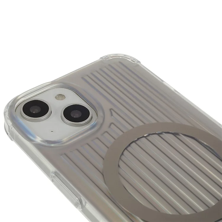PQY Go Out Series Magnetic Phone Case for iPhone 14 Plus Compatible with MagSafe, Hybrid PC+TPU+PET Shockproof Protective Back Cover - Laser Color