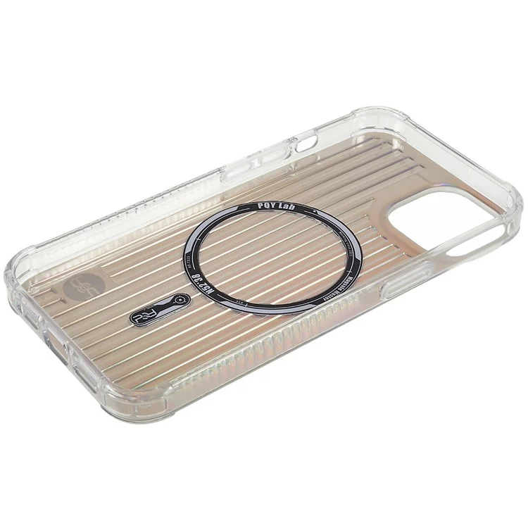 PQY Go Out Series Magnetic Phone Case for iPhone 14 Plus Compatible with MagSafe, Hybrid PC+TPU+PET Shockproof Protective Back Cover - Laser Color
