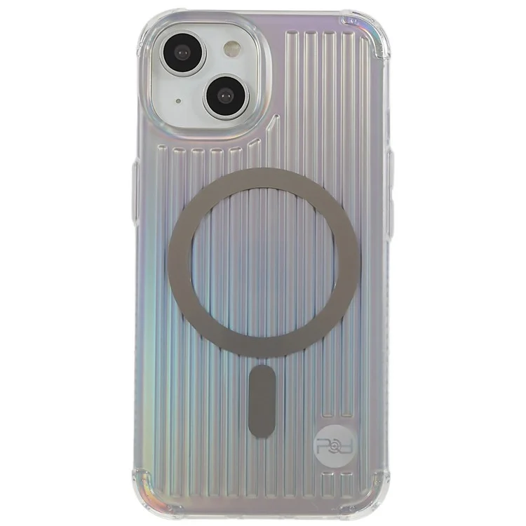 PQY Go Out Series Magnetic Phone Case for iPhone 14 Plus Compatible with MagSafe, Hybrid PC+TPU+PET Shockproof Protective Back Cover - Laser Color