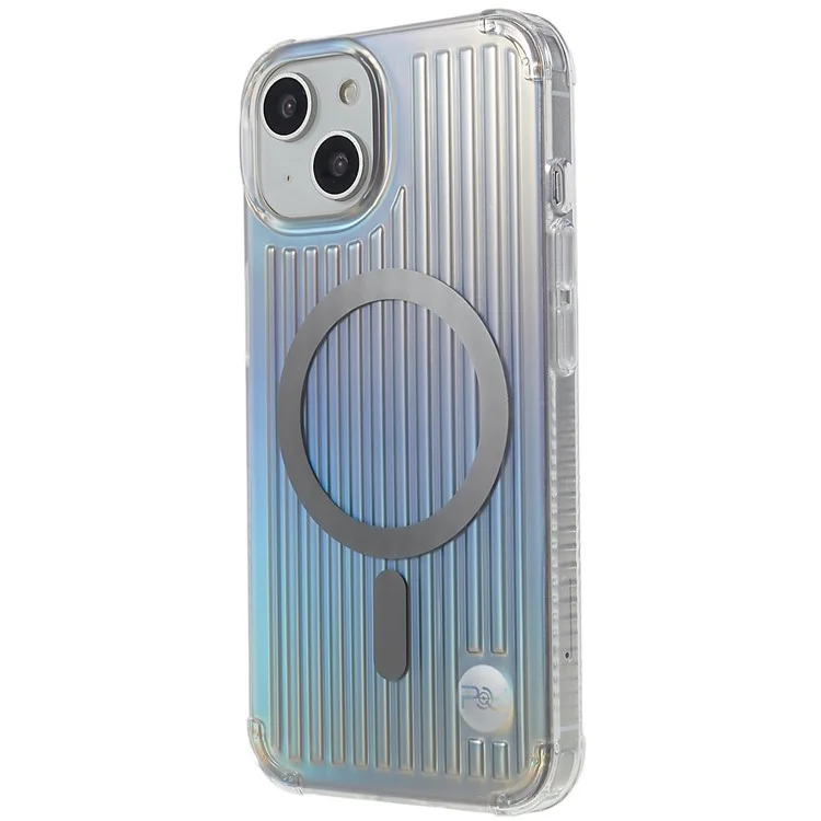 PQY Go Out Series Magnetic Phone Case for iPhone 14 Plus Compatible with MagSafe, Hybrid PC+TPU+PET Shockproof Protective Back Cover - Laser Color