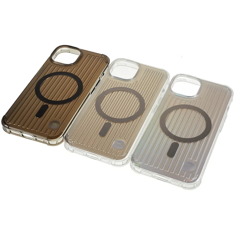 PQY Go Out Series Magnetic Phone Case for iPhone 14 Plus Compatible with MagSafe, Hybrid PC+TPU+PET Shockproof Protective Back Cover - Laser Color