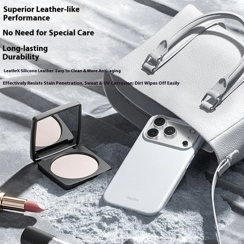 BENKS Q2 For iPhone 17 Pro Mircrofiber Leather + PC + Silicone Phone Case Compatible with MagSafe - White