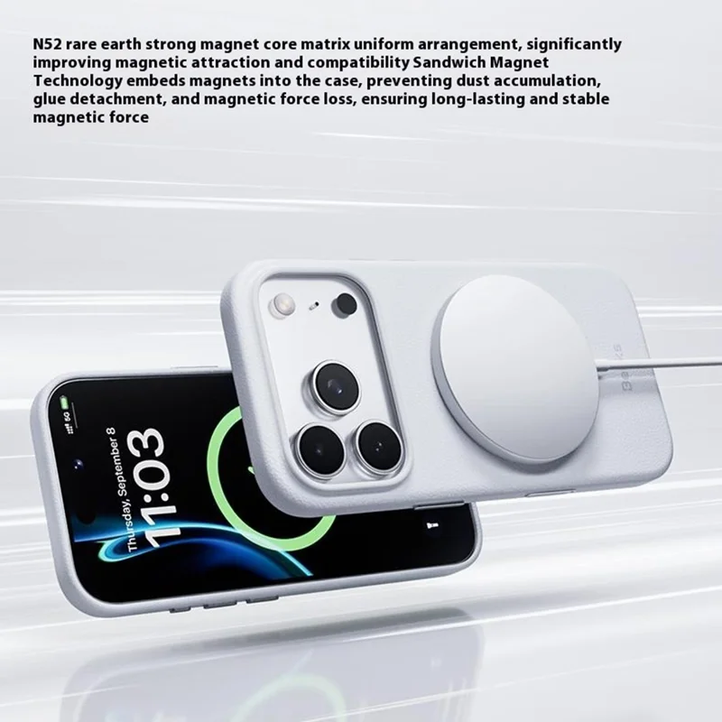 BENKS Q2 For iPhone 17 Pro Mircrofiber Leather + PC + Silicone Phone Case Compatible with MagSafe - White