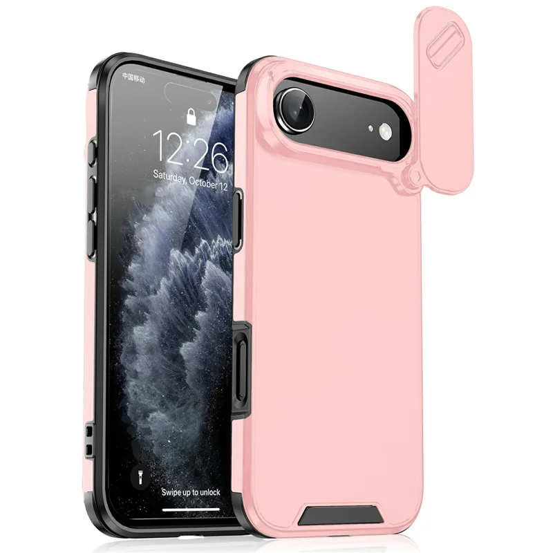 For iPhone Air Case PC + TPU Shell with Slide Camera Phone Cover - Pink