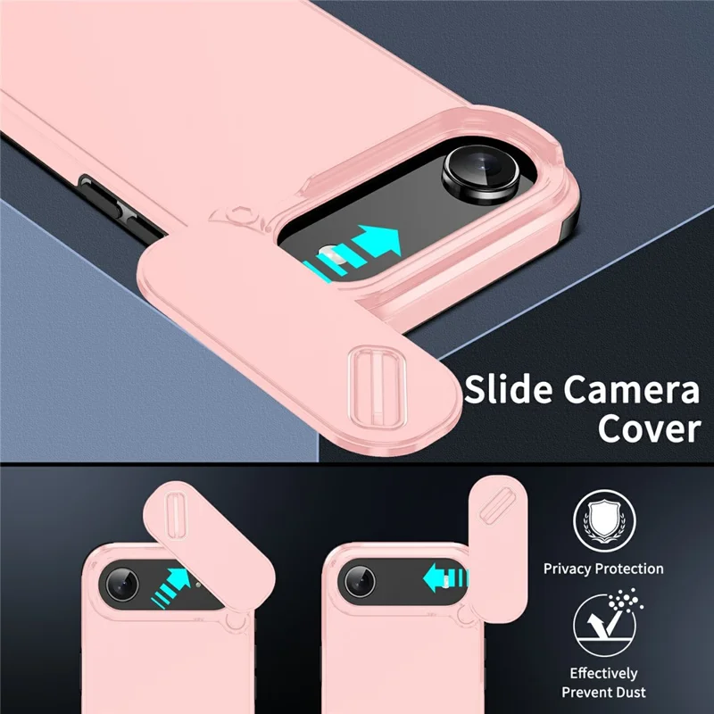 For iPhone Air Case PC + TPU Shell with Slide Camera Phone Cover - Pink