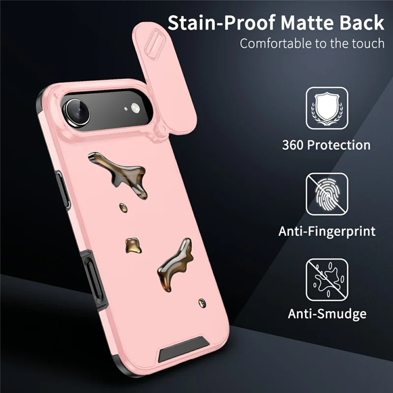 For iPhone Air Case PC + TPU Shell with Slide Camera Phone Cover - Pink