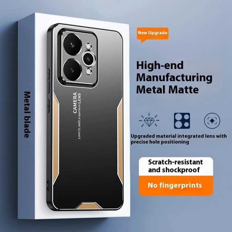 For Realme 15 5G Phone Case Aluminium Alloy TPU PC Back Cover - Gold