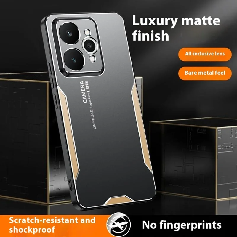 For Realme 15 5G Phone Case Aluminium Alloy TPU PC Back Cover - Gold