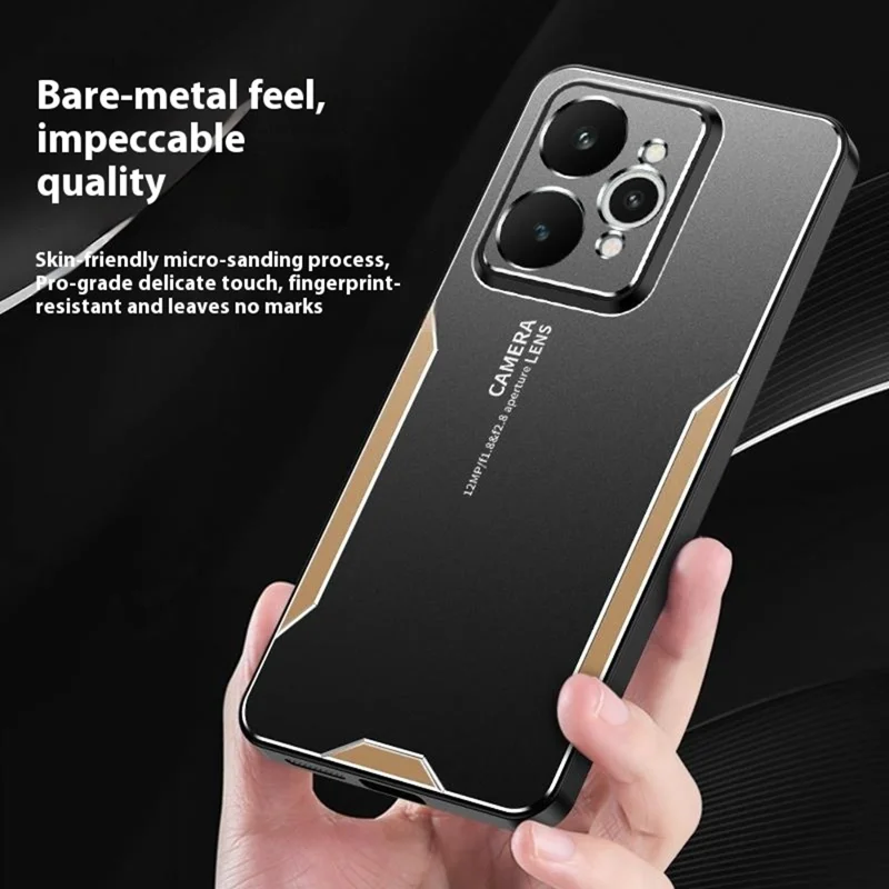 For Realme 15 5G Phone Case Aluminium Alloy TPU PC Back Cover - Gold