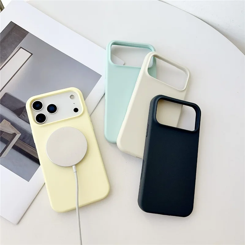 For iPhone 17 Pro Case Compatible with MagSafe Liquid Silicone Phone Back Cover - Light Grey
