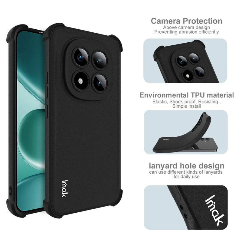 IMAK For Xiaomi Redmi Note 15 Pro+ 5G (Global) Case TPU Phone Cover Airbag Shockproof Protection - Matte Black