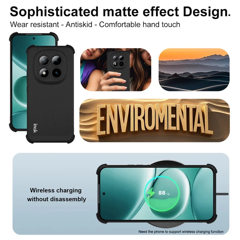 IMAK For Xiaomi Redmi Note 15 Pro+ 5G (Global) Case TPU Phone Cover Airbag Shockproof Protection - Matte Black