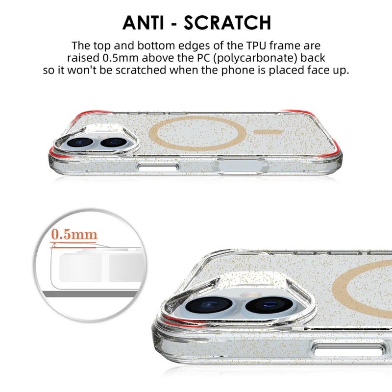 Bulk Purchasing For iPhone 16 Plus Case Compatible with MagSafe Starry Glitter PC + TPU Phone Cover - Gold