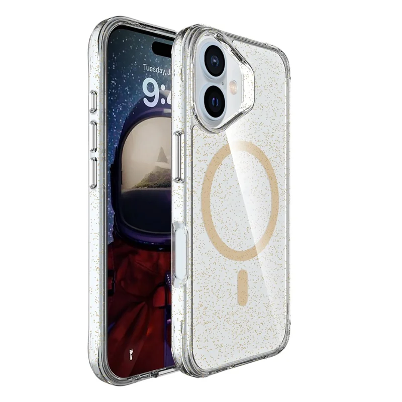 Bulk Purchasing For iPhone 16 Plus Case Compatible with MagSafe Starry Glitter PC + TPU Phone Cover - Gold