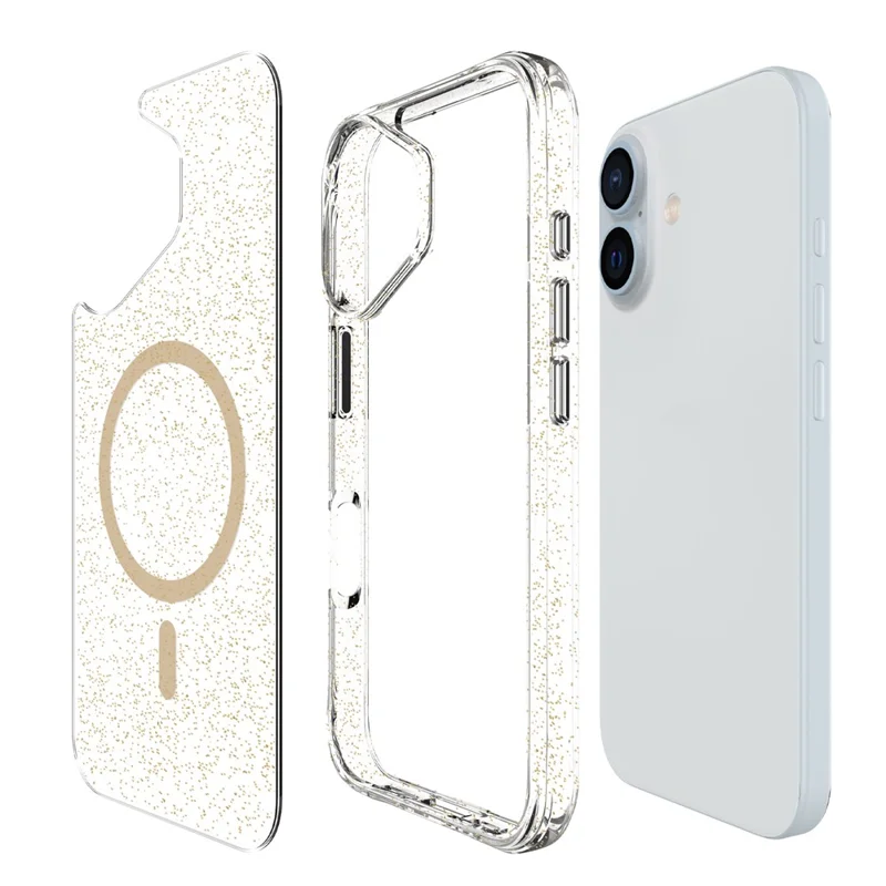 Bulk Purchasing For iPhone 16 Plus Case Compatible with MagSafe Starry Glitter PC + TPU Phone Cover - Gold