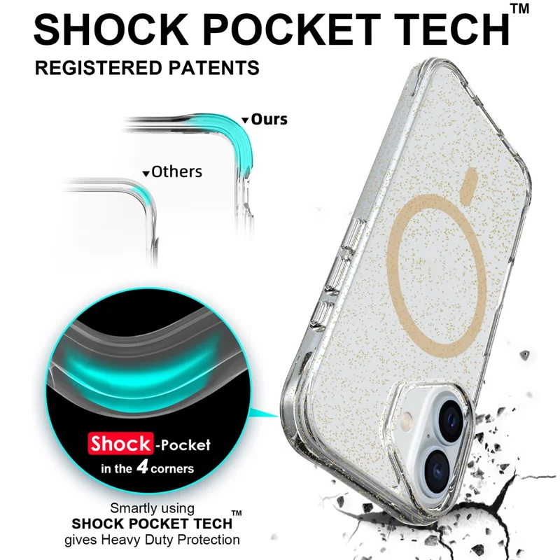 Bulk Purchasing For iPhone 16 Plus Case Compatible with MagSafe Starry Glitter PC + TPU Phone Cover - Gold
