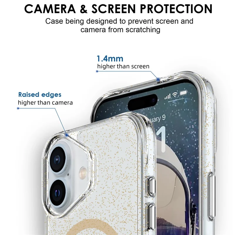 Bulk Purchasing For iPhone 16 Plus Case Compatible with MagSafe Starry Glitter PC + TPU Phone Cover - Gold