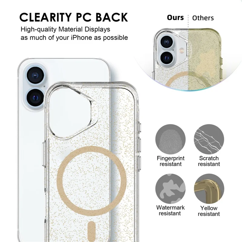 Bulk Purchasing For iPhone 16 Plus Case Compatible with MagSafe Starry Glitter PC + TPU Phone Cover - Gold