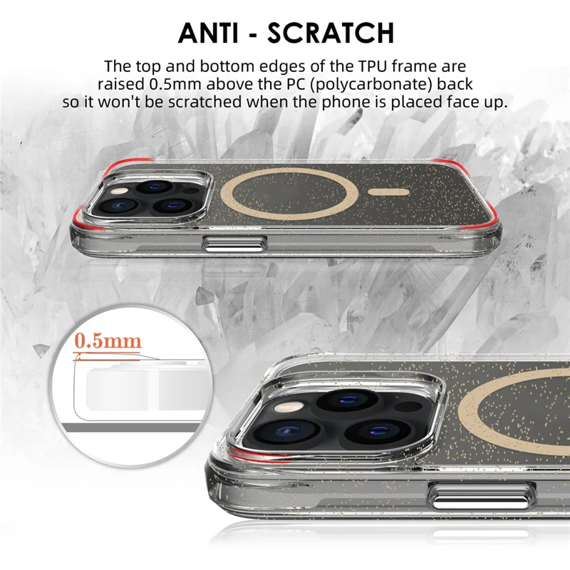 Bulk Purchasing For iPhone 15 Pro Max Case Compatible with MagSafe Starry Glitter PC + TPU Phone Cover - Gold
