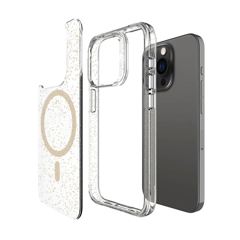 Bulk Purchasing For iPhone 15 Pro Max Case Compatible with MagSafe Starry Glitter PC + TPU Phone Cover - Gold