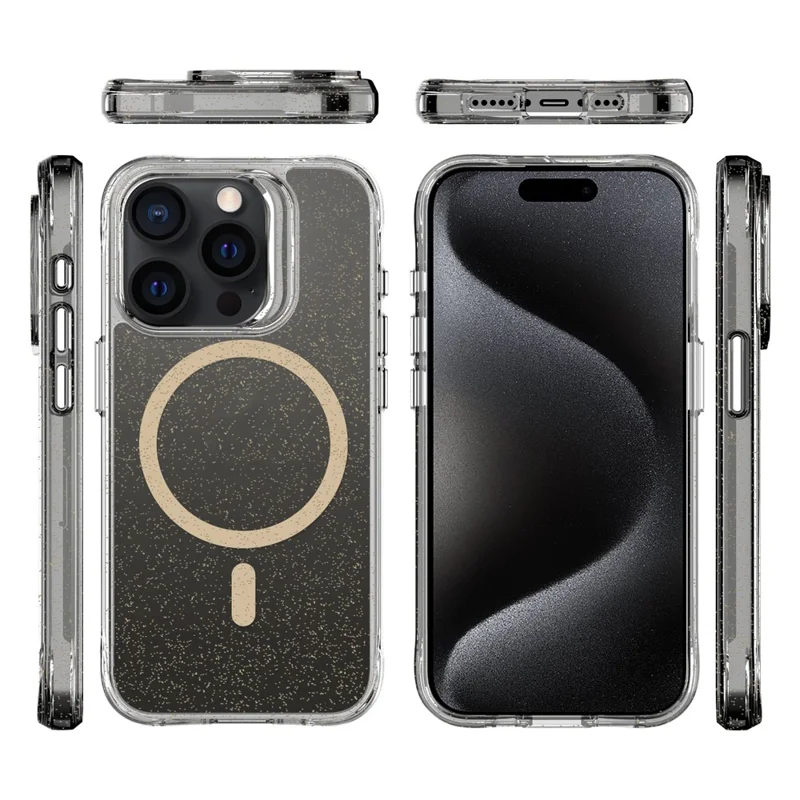 Bulk Purchasing For iPhone 15 Pro Max Case Compatible with MagSafe Starry Glitter PC + TPU Phone Cover - Gold