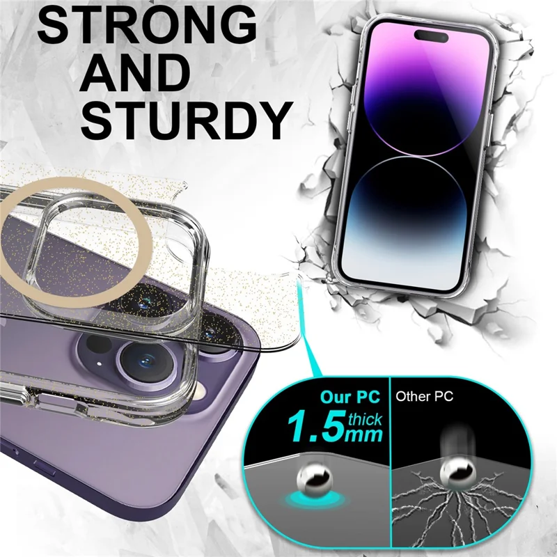 Bulk Purchasing For iPhone 14 Pro Max Case Compatible with MagSafe Starry Glitter PC + TPU Phone Cover - Gold