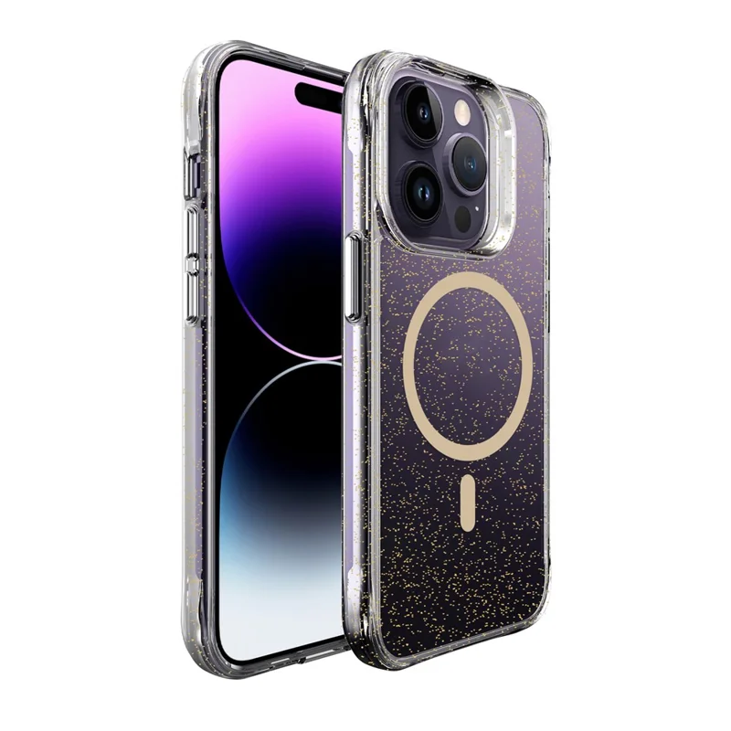 Bulk Purchasing For iPhone 14 Pro Max Case Compatible with MagSafe Starry Glitter PC + TPU Phone Cover - Gold
