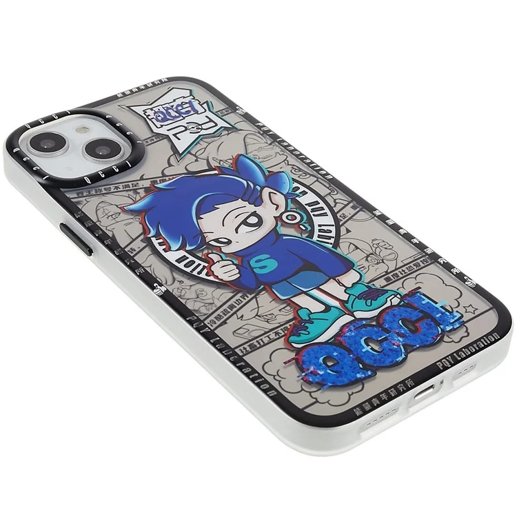 PQY Q Emojis Serie Magnetic Telefono Custodia Per Iphone 14 Plus Compatibile Con MagSafe, TPU+PET Hybrid IML Non Giallo - QCCI