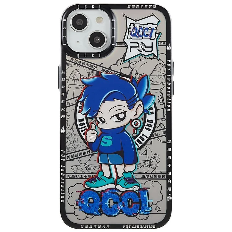 PQY Q Emojis Serie Magnetic Telefono Custodia Per Iphone 14 Plus Compatibile Con MagSafe, TPU+PET Hybrid IML Non Giallo - QCCI