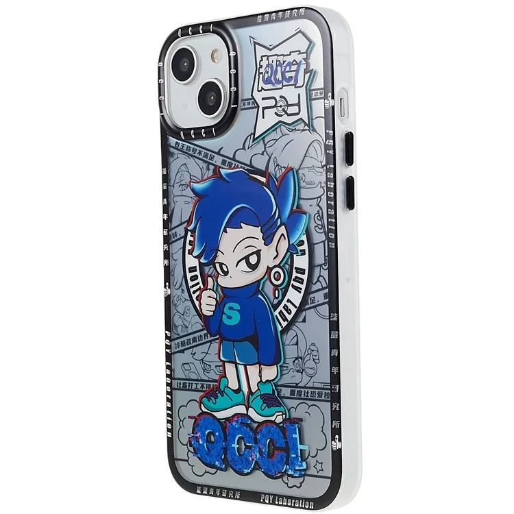 PQY Q Emojis Serie Magnetic Telefono Custodia Per Iphone 14 Plus Compatibile Con MagSafe, TPU+PET Hybrid IML Non Giallo - QCCI