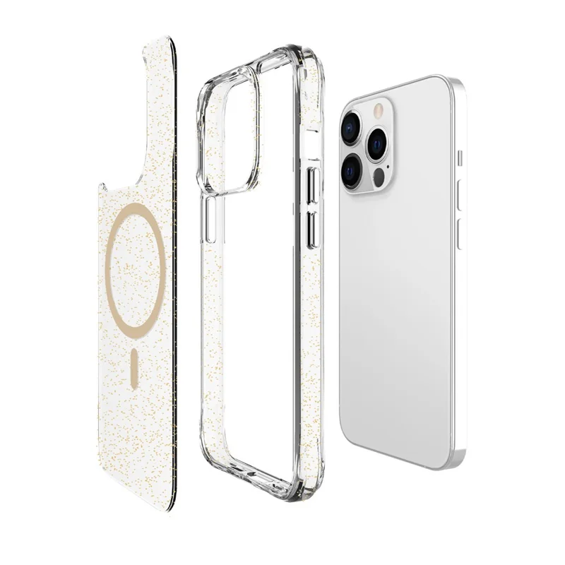 Bulk Purchasing For iPhone 13 Pro Max Case Compatible with MagSafe Starry Glitter PC + TPU Phone Cover - Gold