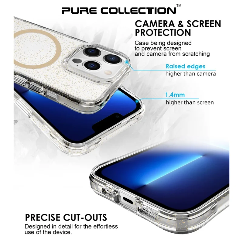 Bulk Purchasing For iPhone 13 Pro Max Case Compatible with MagSafe Starry Glitter PC + TPU Phone Cover - Gold