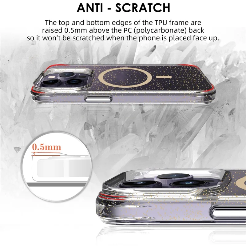 Bulk Purchasing For iPhone 14 Pro Case Compatible with MagSafe Starry Glitter PC + TPU Phone Cover - Gold