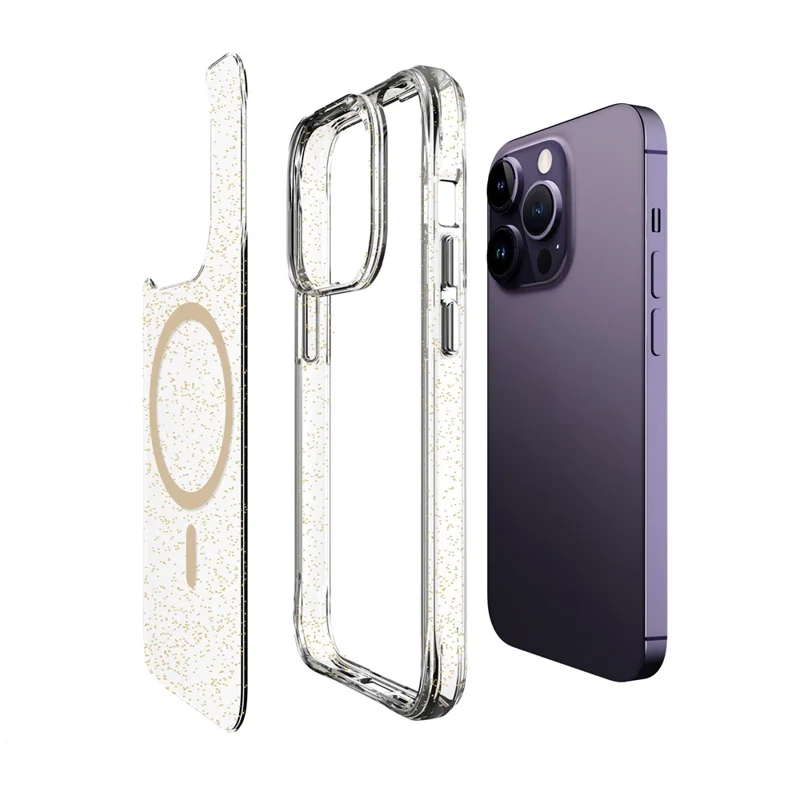 Bulk Purchasing For iPhone 14 Pro Case Compatible with MagSafe Starry Glitter PC + TPU Phone Cover - Gold