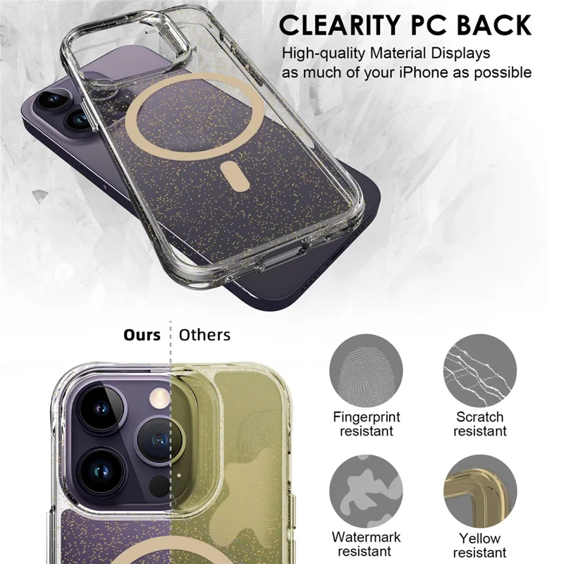 Bulk Purchasing For iPhone 14 Pro Case Compatible with MagSafe Starry Glitter PC + TPU Phone Cover - Gold