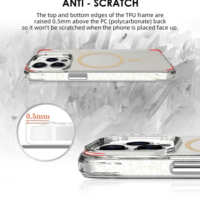 Bulk Purchasing For iPhone 13 Pro Case Compatible with MagSafe Starry Glitter PC + TPU Phone Cover - Gold