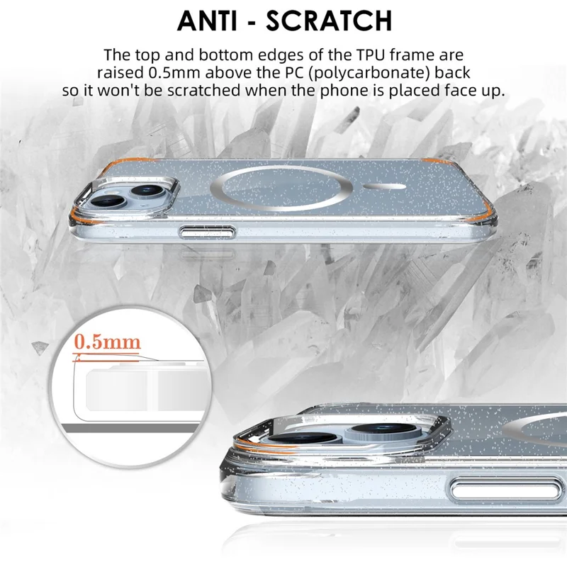 Bulk Purchasing For iPhone 13 Case Compatible with MagSafe Starry Glitter PC + TPU Phone Cover - Silver